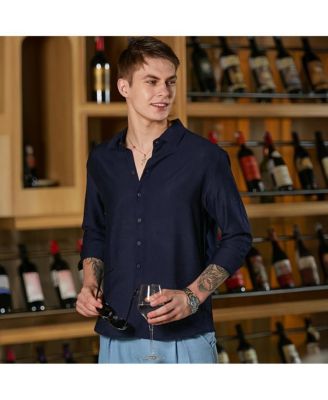 Men's Navy Blue Breezy Wrinked Shirt