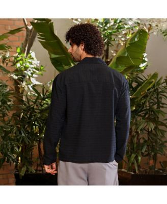 Men's Onyx Black Striped Cuban Shirt