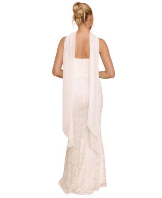 Women's Lace Bandeau Scarf Detail Maxi Dress