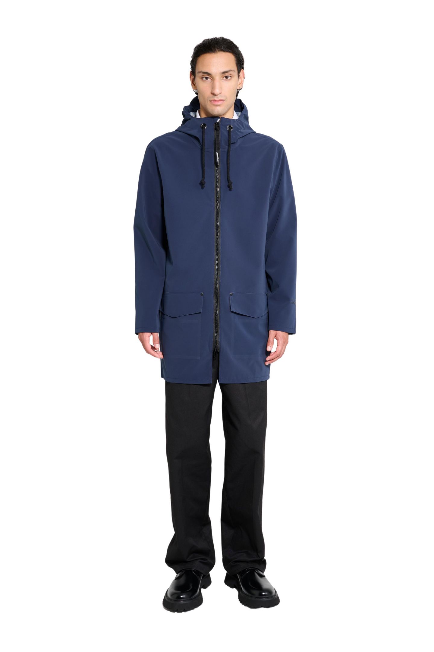Мужские куртки Stutterheim Classic and Unisex Stockholm Patch Raincoat, цвет: Тёмно-синий — фото 3