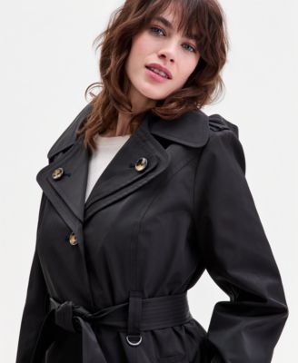 Women's Single-Breasted Hooded Belted Trench Coat