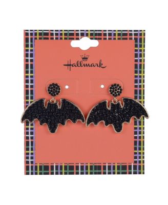 Black Stone Bat Earrings