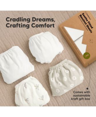 Bassinet Sheet for Baby Girls, Boys, 2-Pack Soothe Bassinet Fitted Sheets, Bedside Bassinet Mattress Sheet