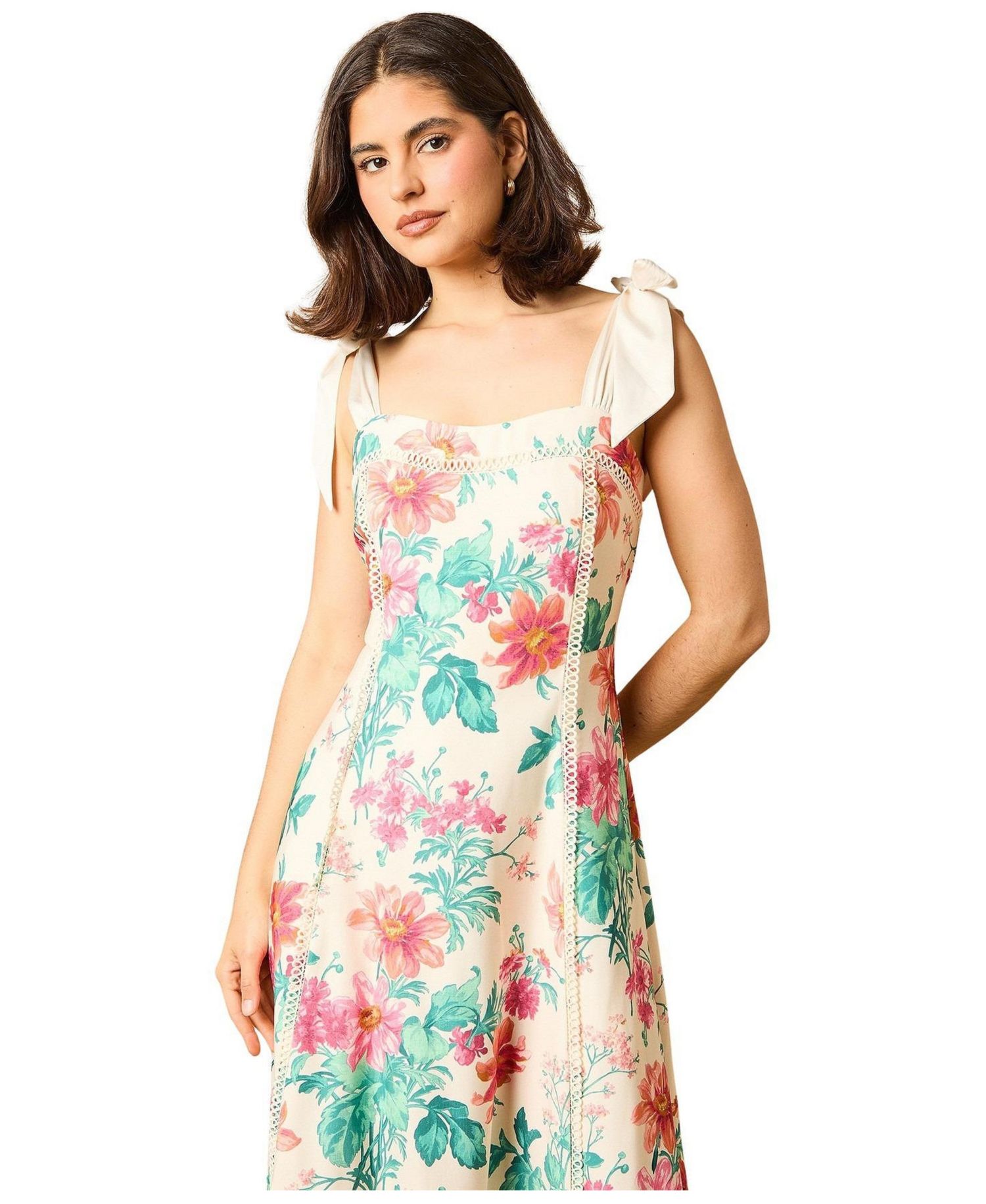 Women's Bow Strap Midi Prom Dress