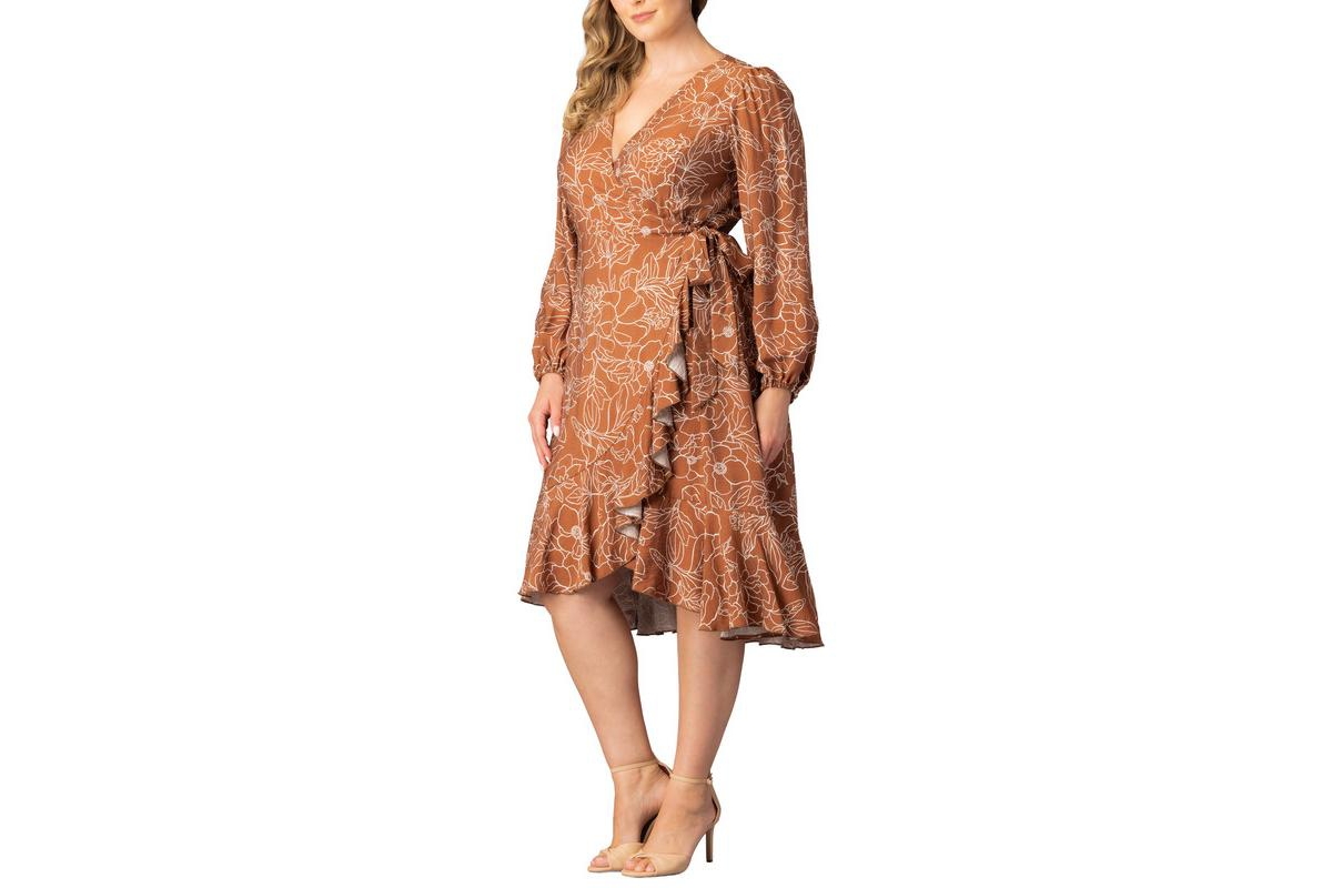 Kiyonna Plus Julia Long Sleeve Wrap Dress
