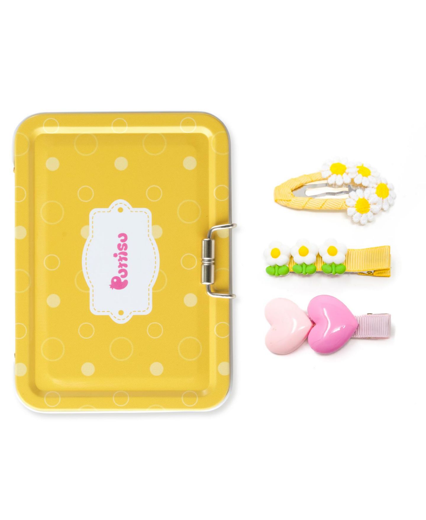 Аксессуары для волос Puttisu Kids Hair Accessories-3pc Hair Clip Set - Heart & Daisy Charm для девочек, цвет: Лимонный — фото 3