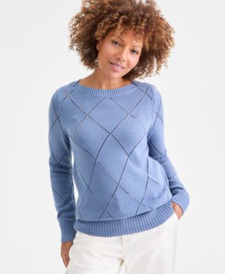 Style & Co - Petite Pointelle Boat Neck Sweater