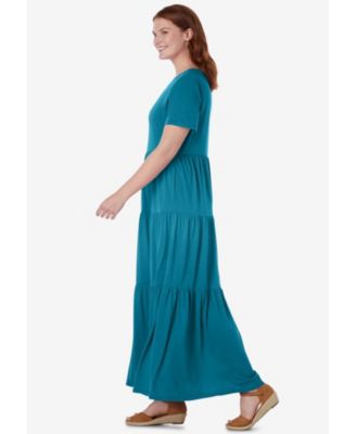 Plus Size Short-Sleeve Tiered Dress