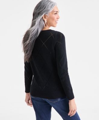 Women's Pointelle Boat-Neck Sweater