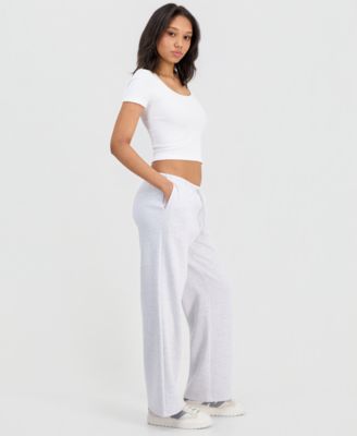 Juniors' High-Rise Straight-Leg Fleece Pants 