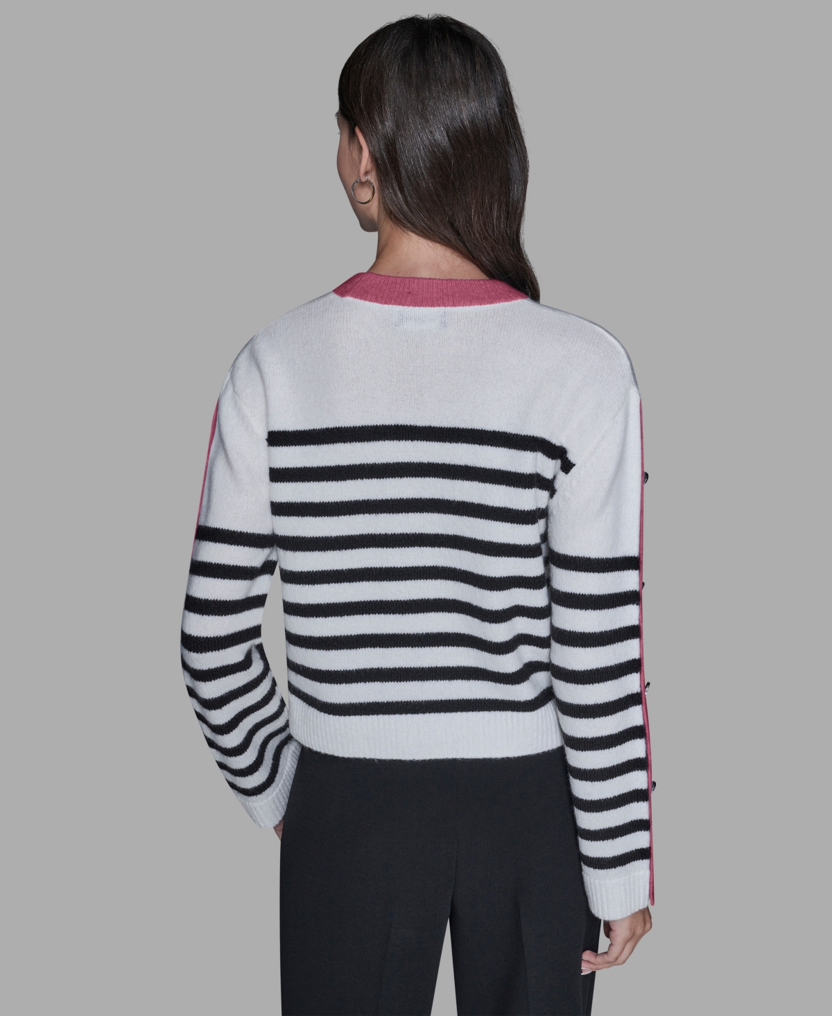 Karl Lagerfeld Paris Women's Contrast Trim Pull-On Sweater
