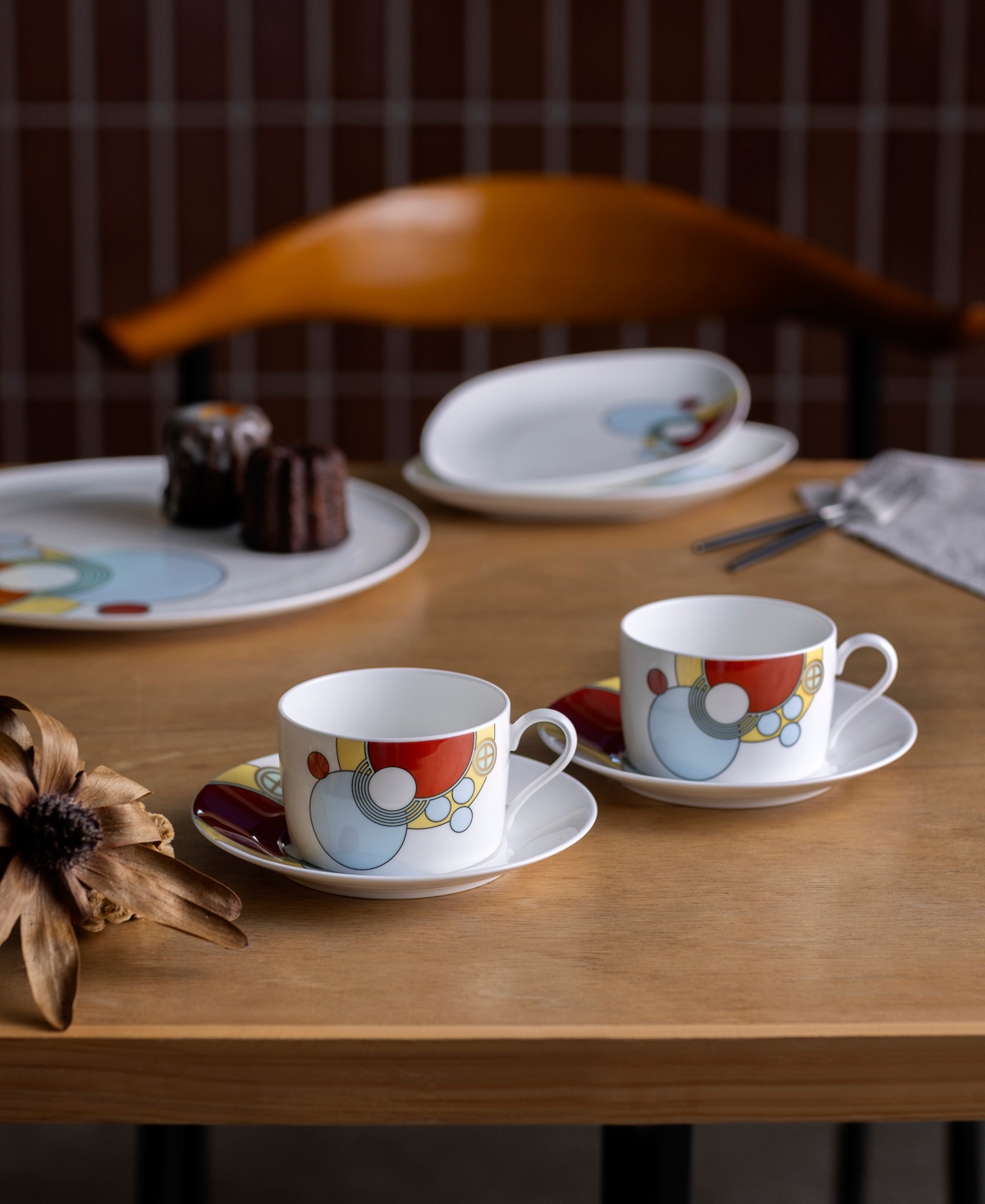 Noritake Frank Lloyd Wright Imperial Cabaret Set of 2 Cups & Saucers, 6 oz.