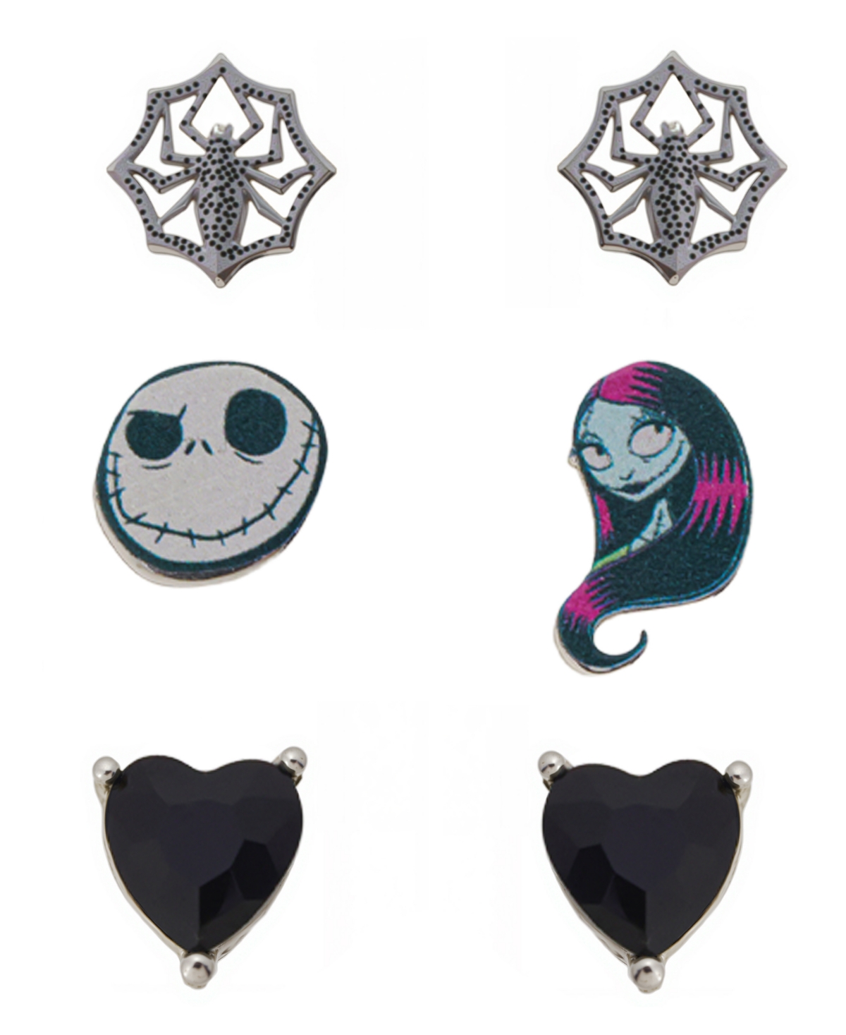 Disney Nightmare Before Christmas Crystal Earring Set In Metallic