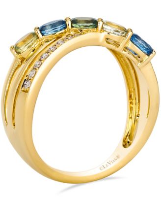 Montana Sapphire (0.96 ct. t.w.) and Nude Diamond (0.13 ct. t.w.) Ring in 14k Honey Gold