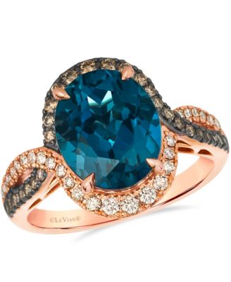 Le Vian - London Blue Topaz (4 ct. t.w.), Chocolate Diamond (0.23 ct. t.w.), and Nude Diamond (0.19 ct. t.w.) Ring (0.39ct) in 14K Strawberry Gold