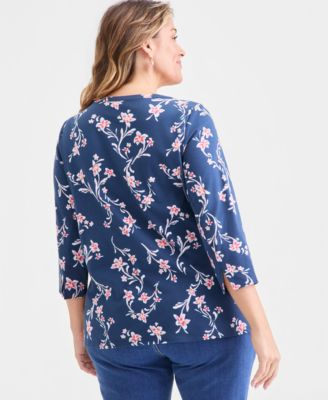Plus Size Cotton Boat-Neck Top, Macy's Exclusive