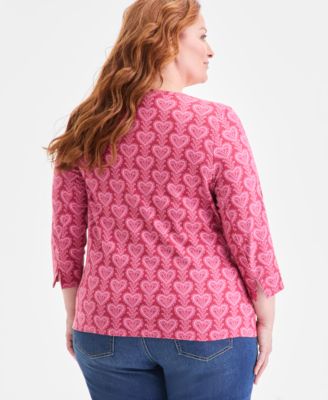 Plus Size Cotton Boat-Neck Top, Macy's Exclusive