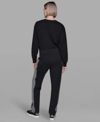 Karl Lagerfeld Womens Motif Crewneck Sweatshirt Mid Rise Straight Jogger Pants In Black