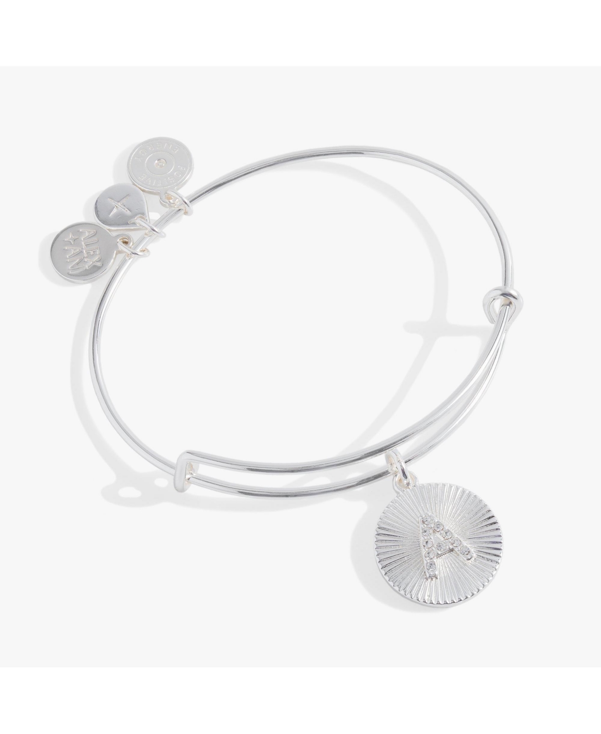 Pave Starburst Texture Initial Bangle Bracelet M