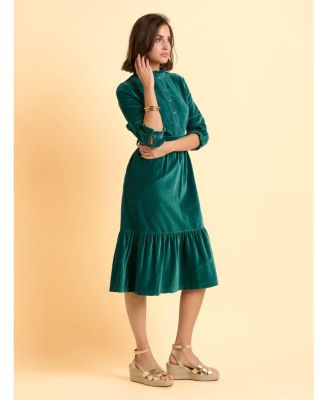 Women's Starry 3/4 Sleeve High Neck Midi Dress
