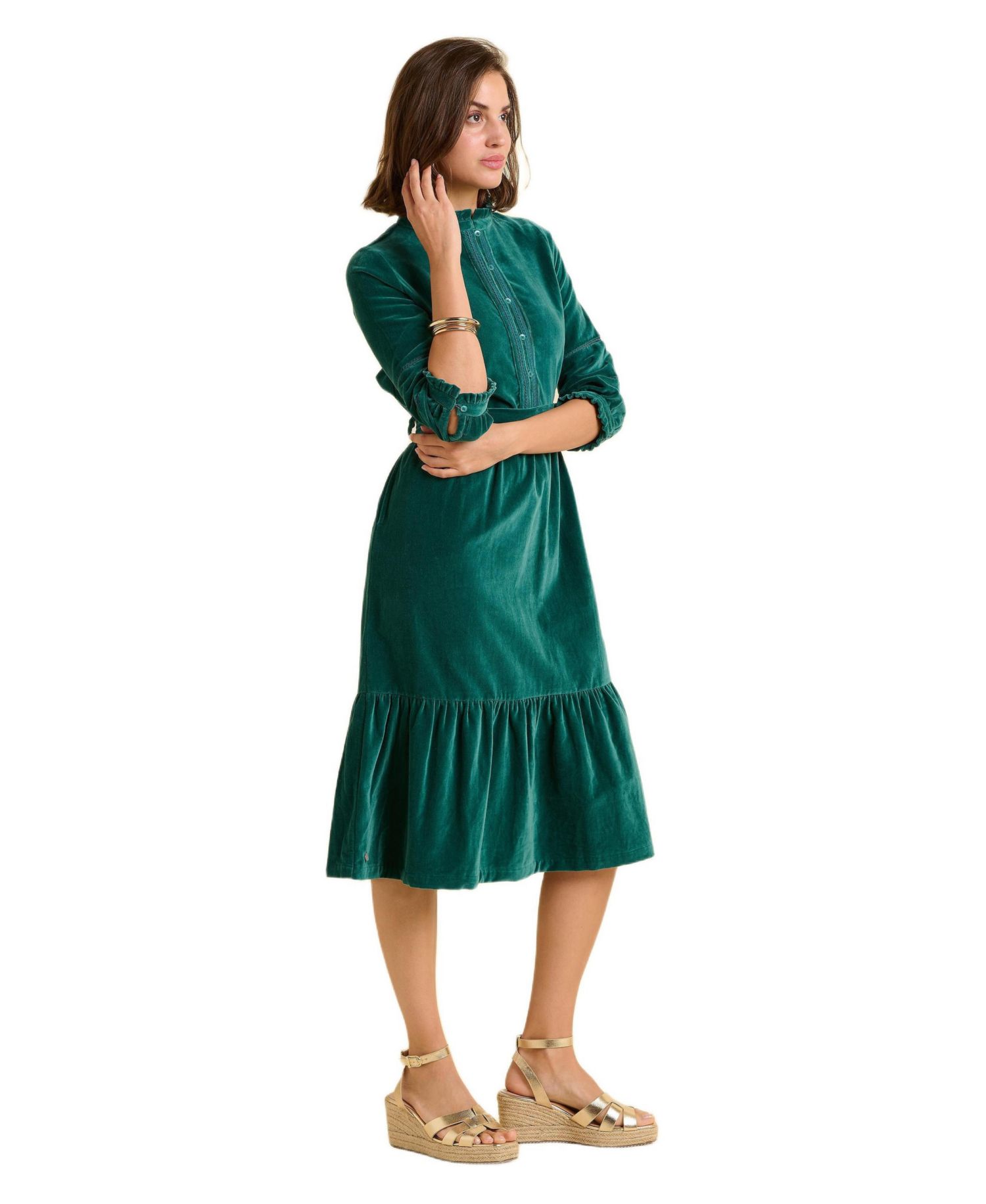 Women's Starry 3/4 Sleeve High Neck Midi Dress