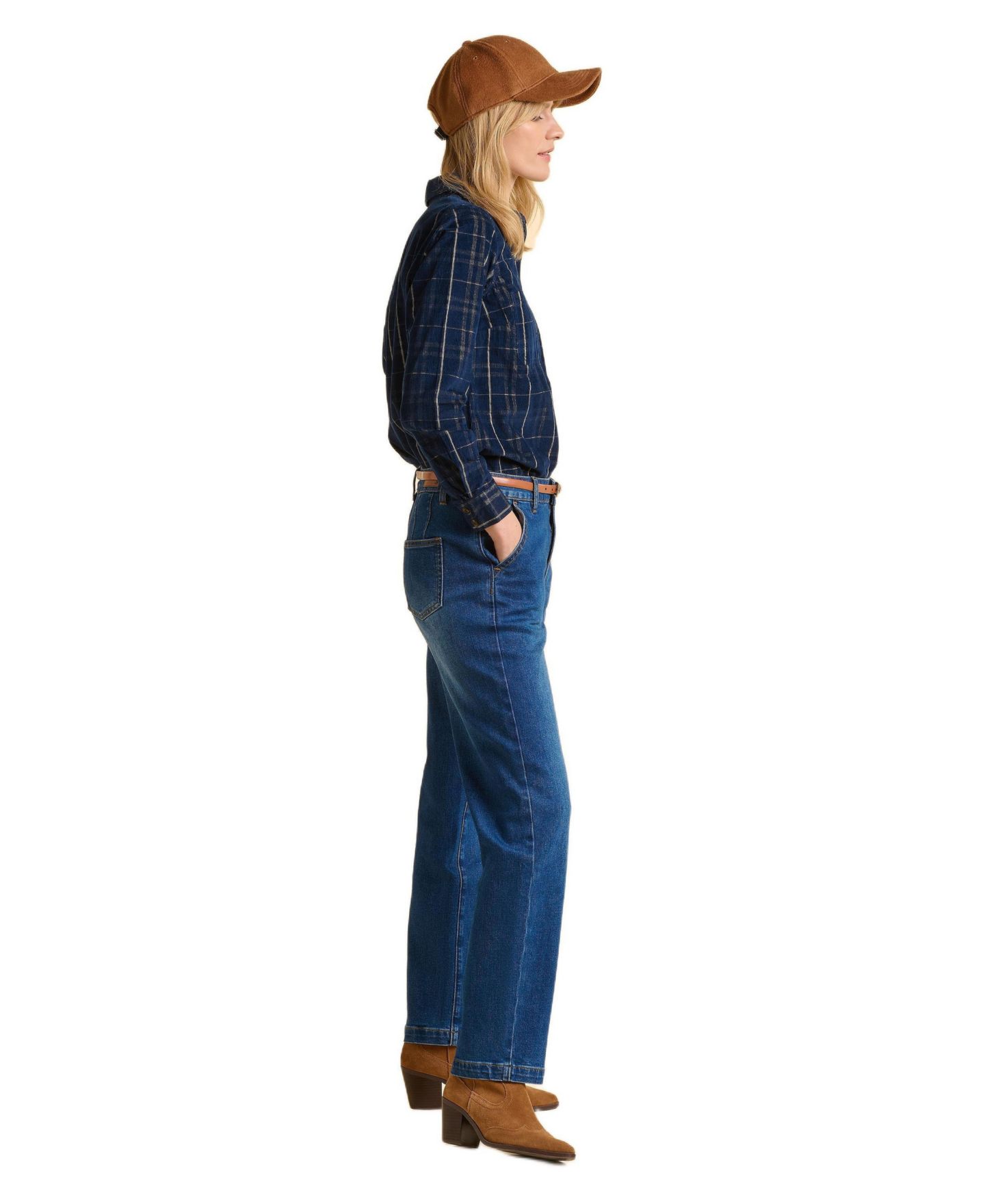Женская рубашка Brakeburn Frances Long Sleeve Checked, цвет: Синий — фото 2