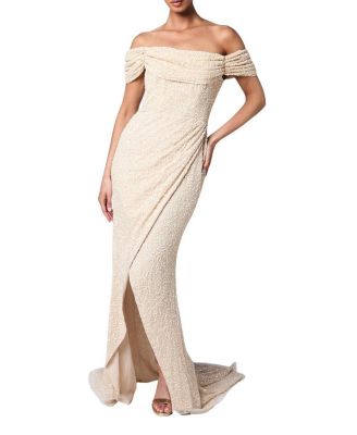 Women's Sequin Bardot Maxi Bridesmaid Dress