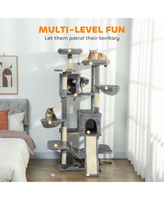 69" Cat Tower with 2 Condos, Large Cat Tree for Multiple Cats