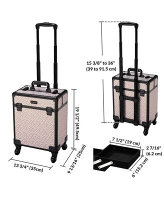 Rolling Makeup Train Case Cosmetology Organizer Box Art Deco Graphite