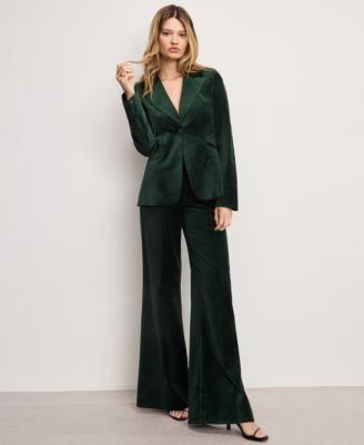 Women's Long Sleeve Velvet Sculpted Blazer, Regular and Plus Size