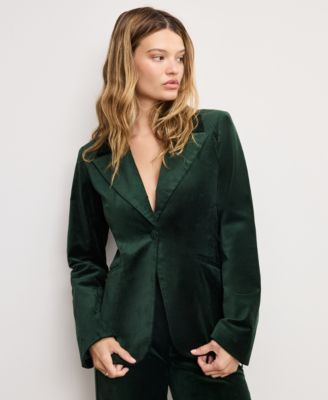 Good American - Women's Long Sleeve Velvet Sculpted Blazer, Regular and Plus Size