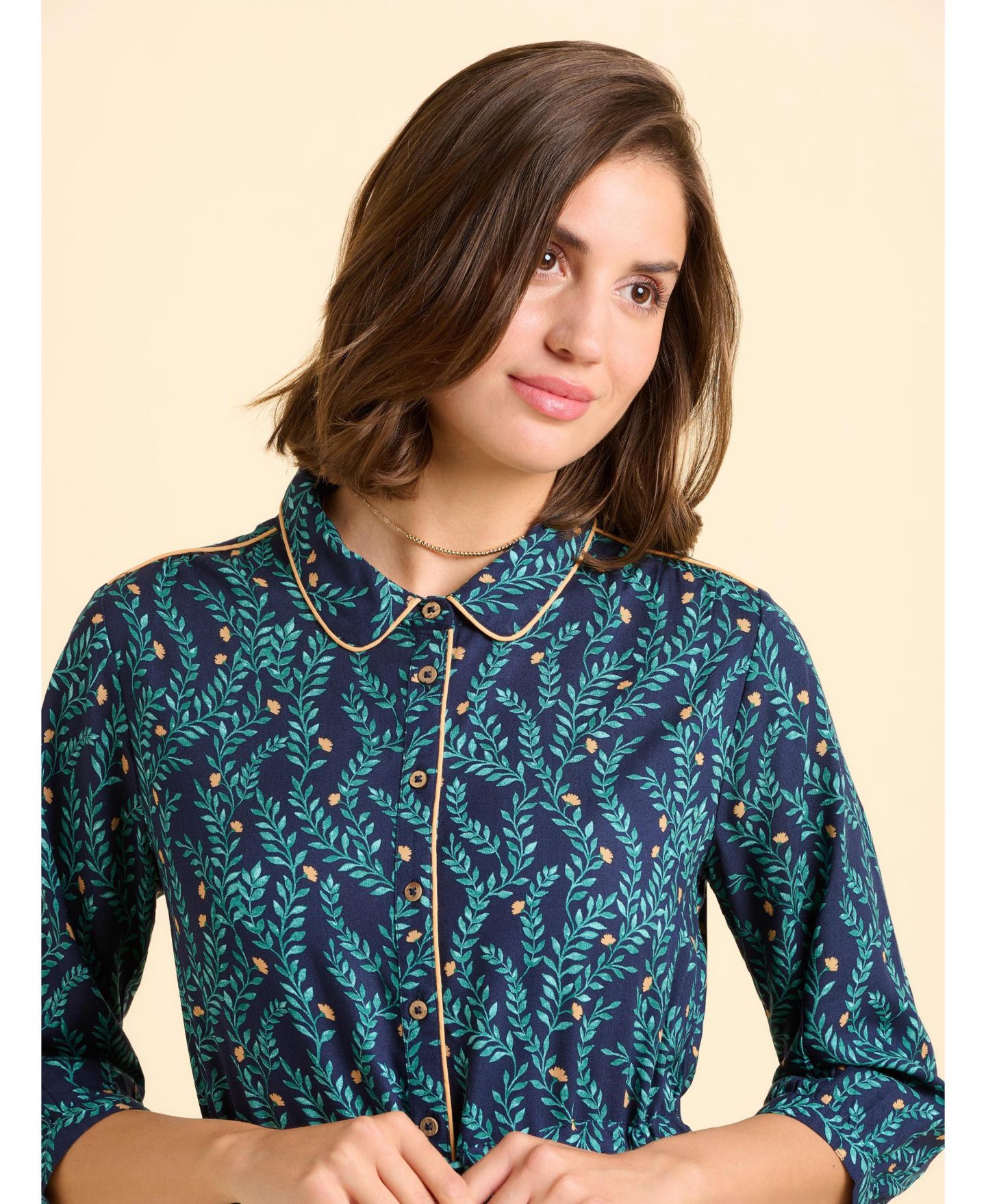Женское платье Brakeburn Skye 3/4 Sleeve Shirt Midi, цвет: Зелёный — фото 4