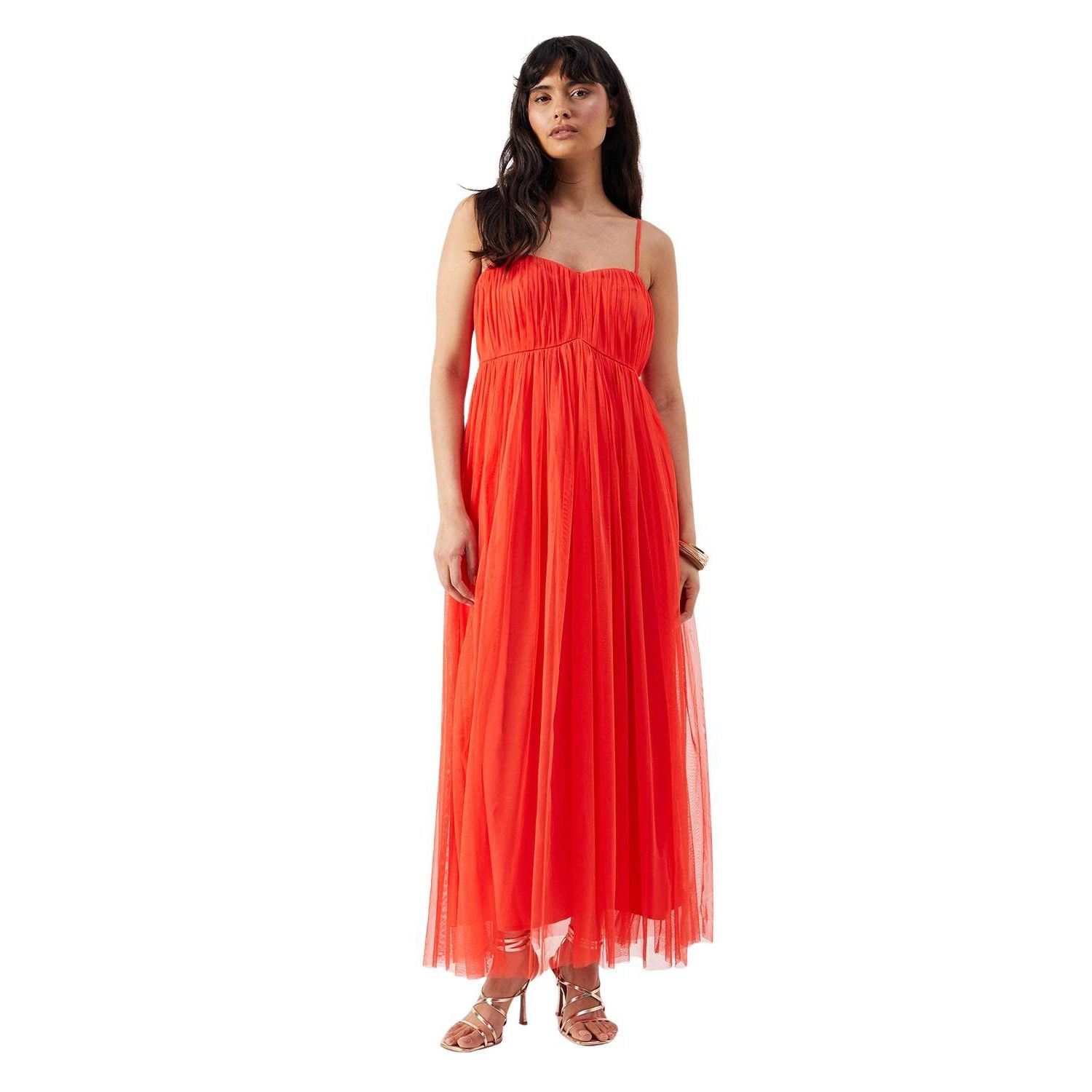 Women's Tulle Strappy Bandeau Maxi Dress