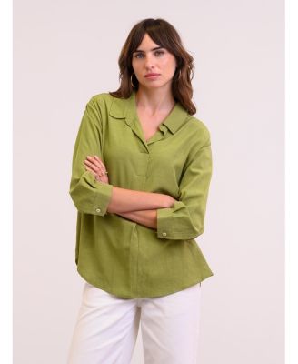 Women's Linen Blend Relaxed Blouse