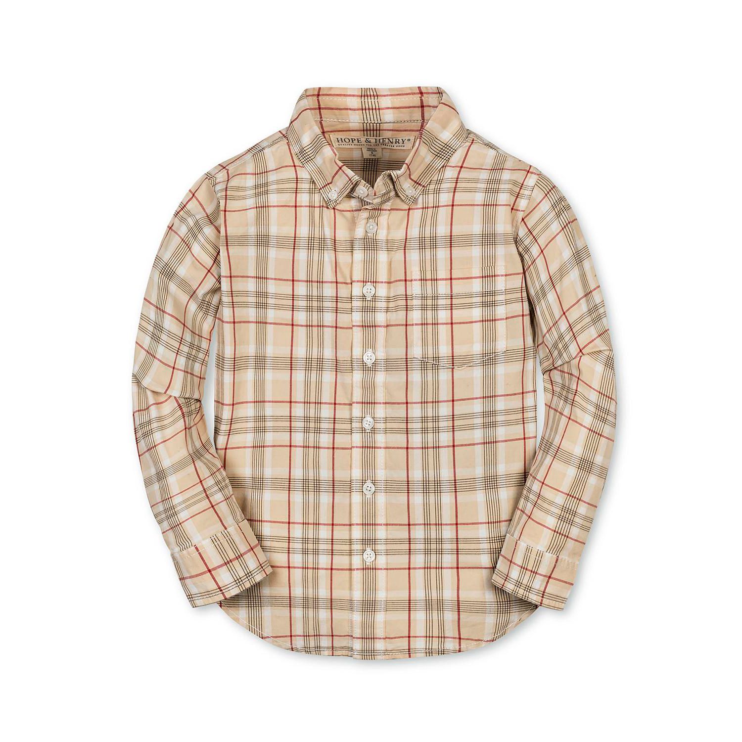 Hope and Henry Little and Big Boys' Organic Long Sleeve Stretch Poplin Shirt