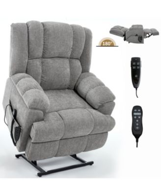 Dual Motor Heat Massage Infinite Position Up to 350 LBS Electric Power Lift Recliners with Power-Remote, Medium-firm and Heavy Duty, Red