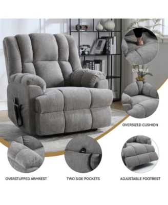 Dual Motor Heat Massage Infinite Position Up to 350 LBS Electric Power Lift Recliners with Power-Remote, Medium-firm and Heavy Duty, Red