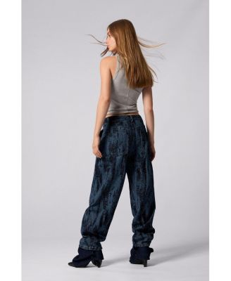 Women's Jacquard gradient denim trousers