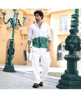 Men's Emerald Green Ombre-Plunge Regular Shirt