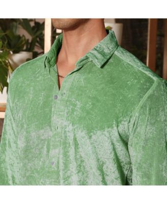 Men's Sage Green Solid Velvet Shirt