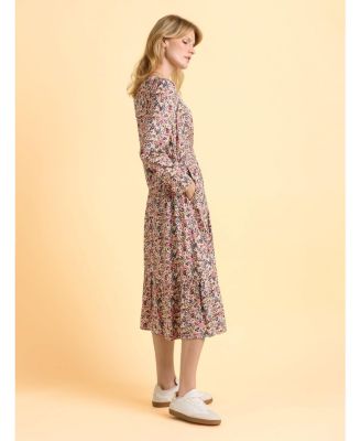 Women's Abloom Long Sleeve Floral Midi Dress