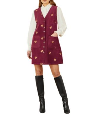 Women's Cord Tunic Dress With Pockets