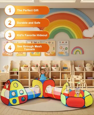 3-in-1 Kids Play Tent, Tunnel & Ball Pit Set – Pop Up Target Game Toy