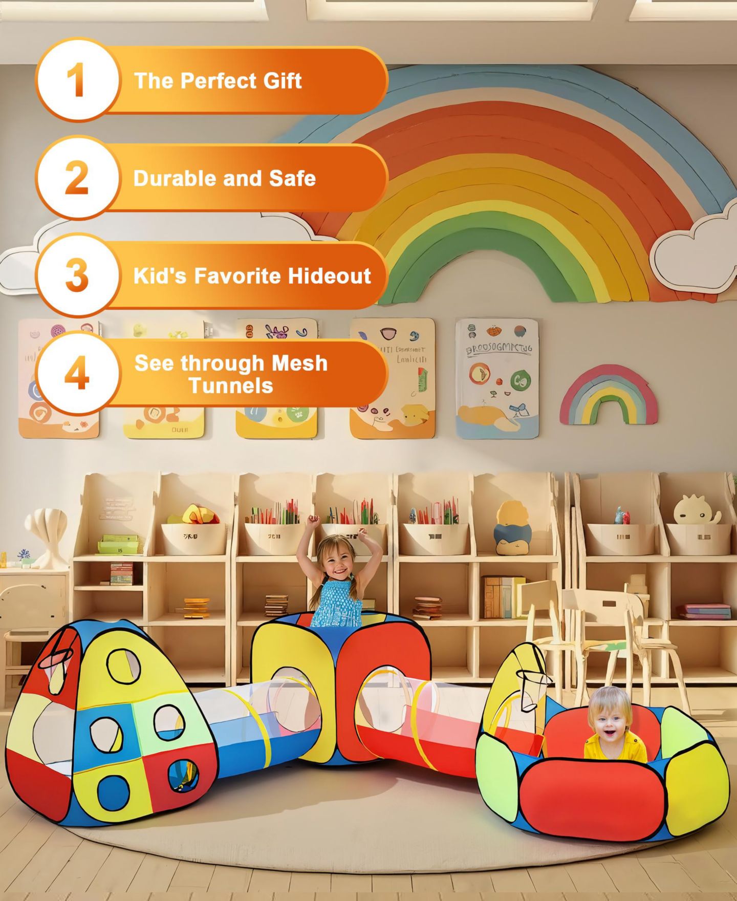 Детские игрушки SUGIFT 3-in-1 Pop-up Basketball Hoop Play Set, 5-Piece, Ages 3+, цвет: Красный — фото 7