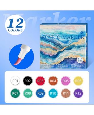 Acrylic Paint Markers – 12 Vibrant Colors for Wood, Rock, Fabric, Ceramic – Ideal for DIY, Holiday Crafts & Art Projects