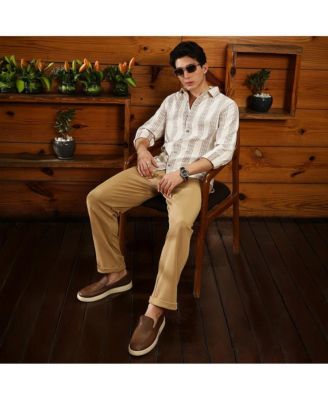 Men's Ash Brown & Off-White Indie-Stripe Jacquard Shirt
