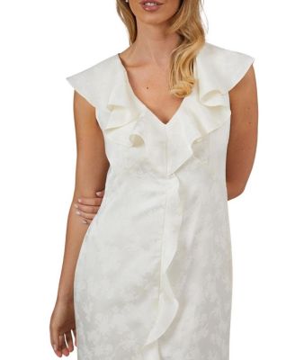 Women's Satin Jacquard V-Neck Bridesmaid Dress