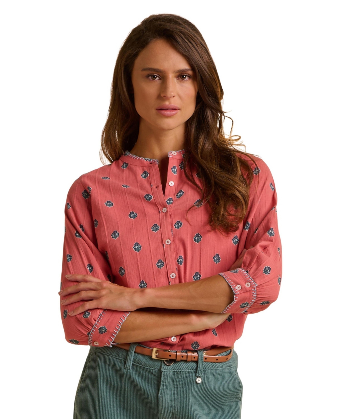 Brakeburn Women's Sara 3/4 Sleeve Round Neck Shirt