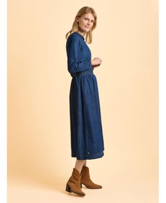 Women's Fern Long Sleeve V-Neck Shirt Midi Dress