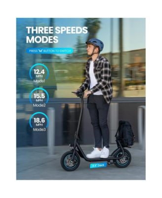 Folding Electric Scooter for Adults: 12" Solid Tires, Basket, 550W Motor, Up to 20 Miles Range.